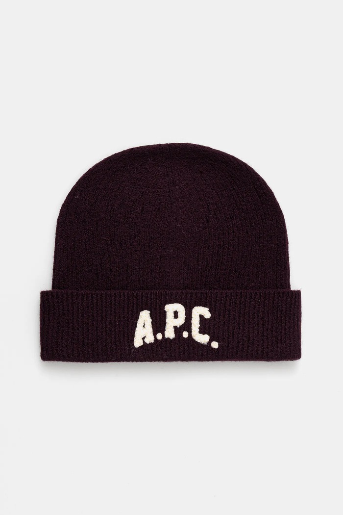 Vlnená čiapka A.P.C. bonnet axel vlna fialová WVBDK.M25111