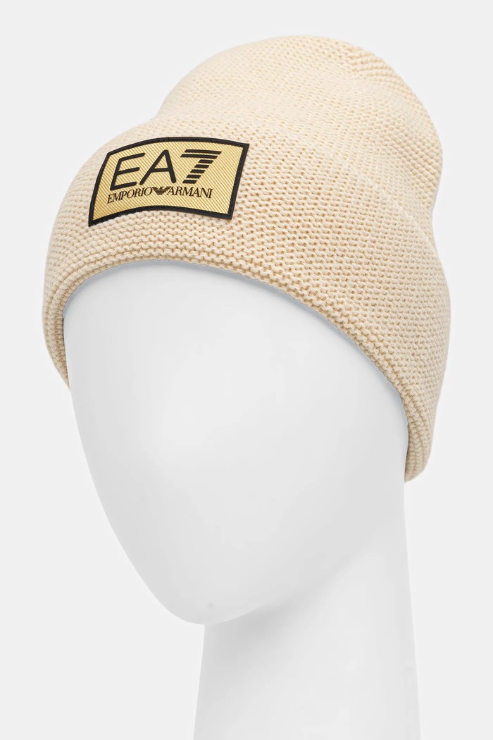 Шапка с вълна EA7 Emporio Armani AF18021.7X000247 бежов AW25