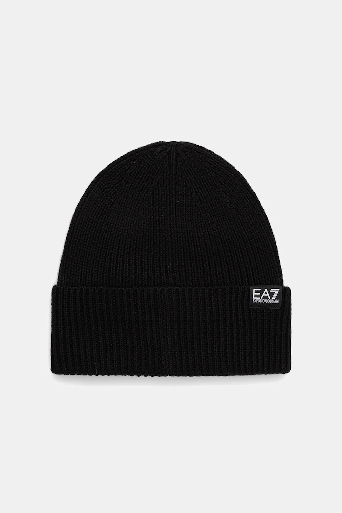 Čepice s příměsí vlny EA7 Emporio Armani tenká černá AF18469.7X000312