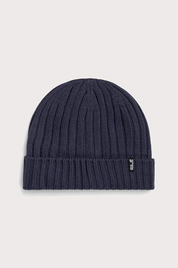Jack Wolfskin Czapka beanie z wełną RIB KNIT granatowy 1907122