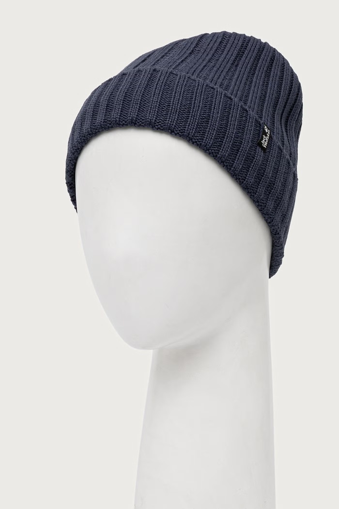 Jack Wolfskin Czapka beanie z wełną RIB KNIT 1907122 granatowy AW25