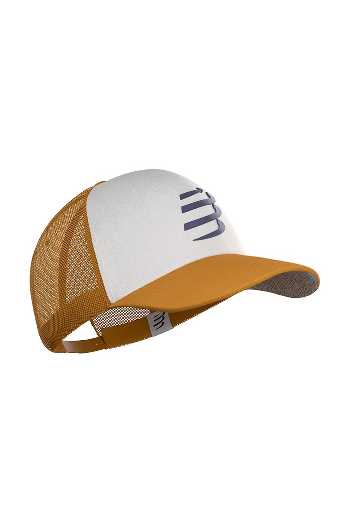 Akcesoria Compressport czapka z daszkiem trucker bawełniana Trucker XHWU419 żółty