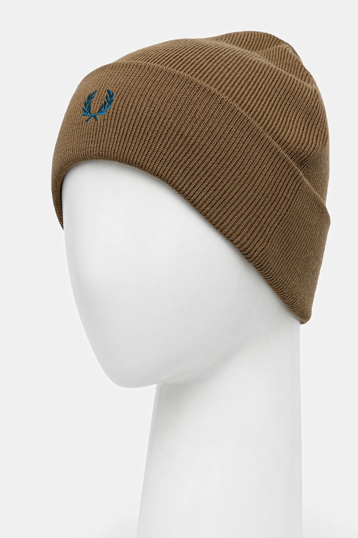 Μάλλινο σκουφί Fred Perry C8161 καφέ AW25
