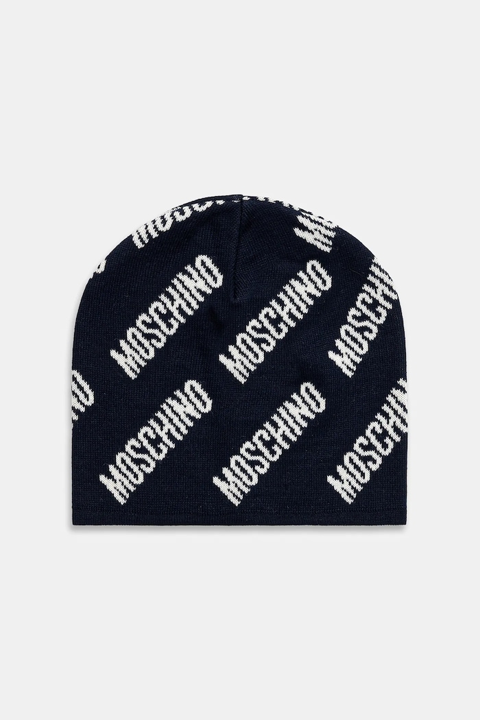 Čepice s vlnou Moschino tenká námořnická modř M5859.60112