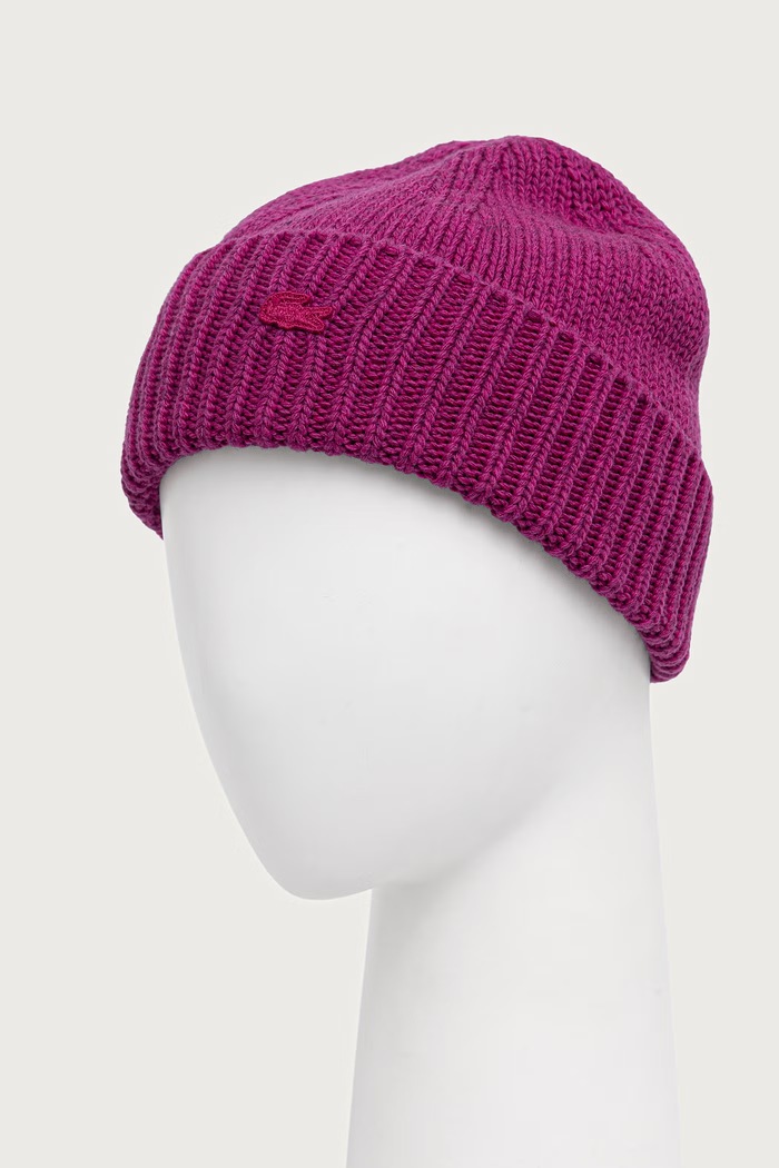 Lacoste Czapka beanie wełniana RB4163 fioletowy AW25