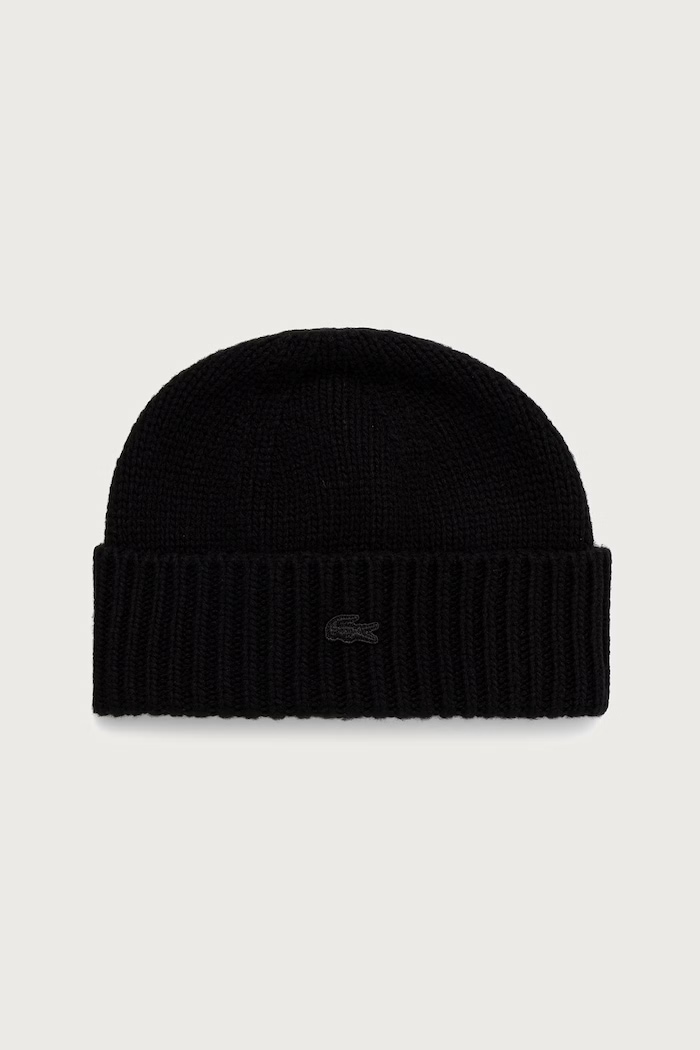 Lacoste Czapka beanie wełniana czarny RB4163