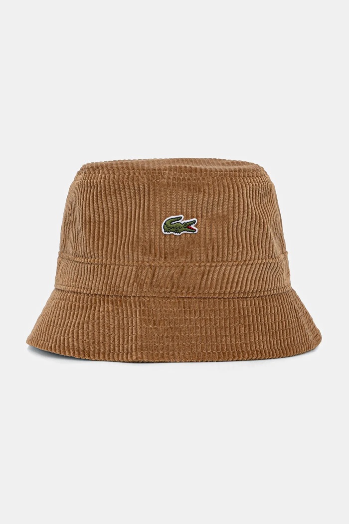 Manšestrový klobouk Lacoste bavlna hnědá RK2934