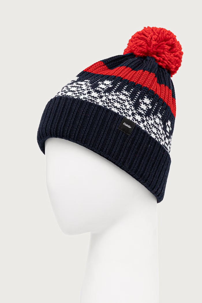 Eisbar Czapka z pomponem z wełną merino Norrak Pompon MÜ E30982 granatowy AW25