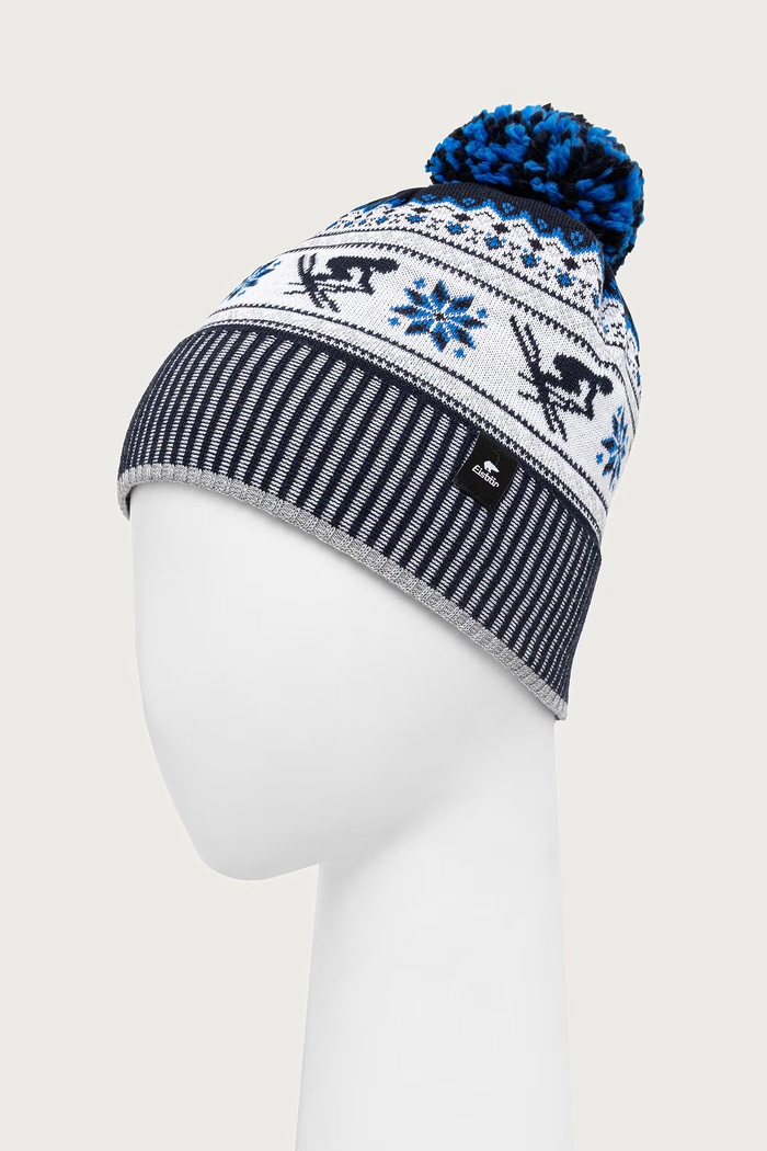 Akcesoria Eisbar Czapka z pomponem z wełną merino Retroski Pompon MÜ E31016 niebieski