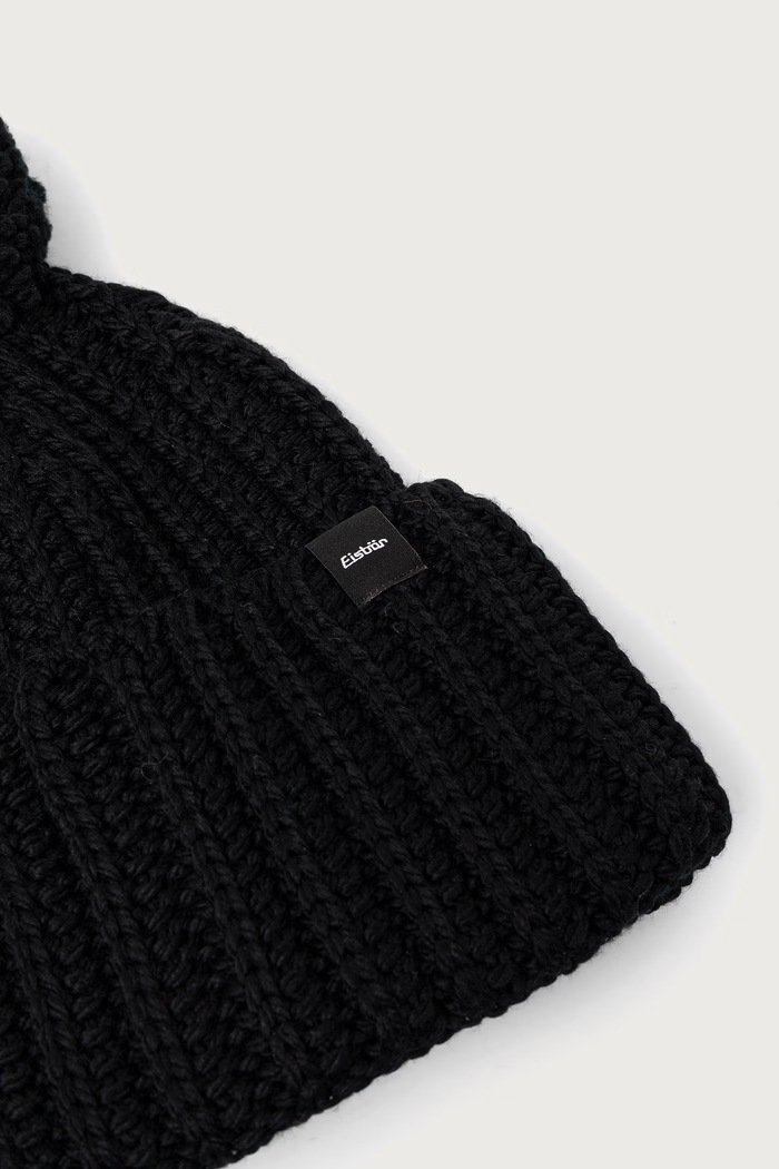 Akcesoria Eisbar Czapka beanie z wełną Ronda Pompon MÜ E30977 czarny