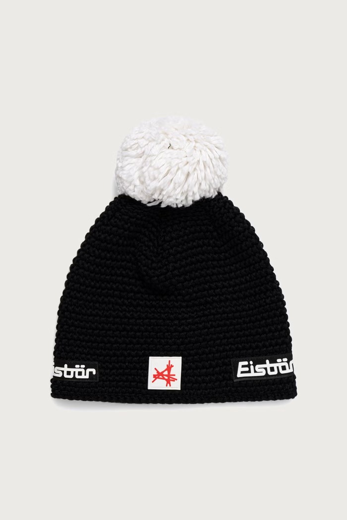 Eisbar Czapka beanie z wełną merino Jamie Pompon MÜ SA czarny E33171