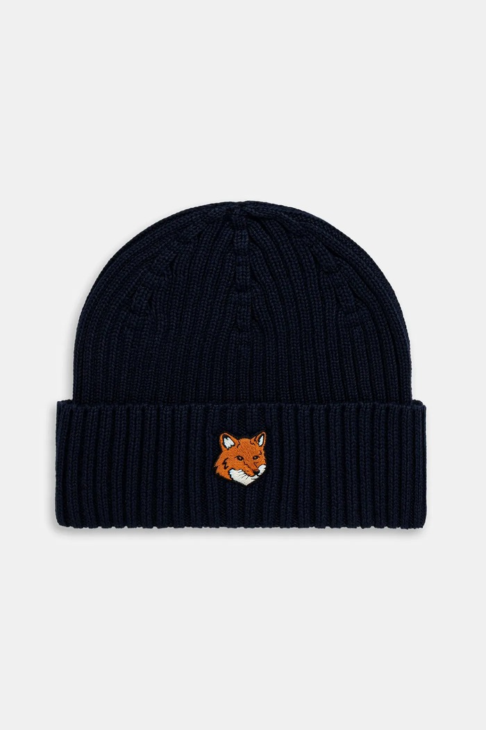 Maison Kitsuné Cotton beanie Fox Head navy PM06111KT1140