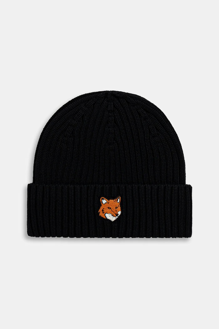 Maison Kitsuné Cotton beanie Fox Head black PM06111KT1140