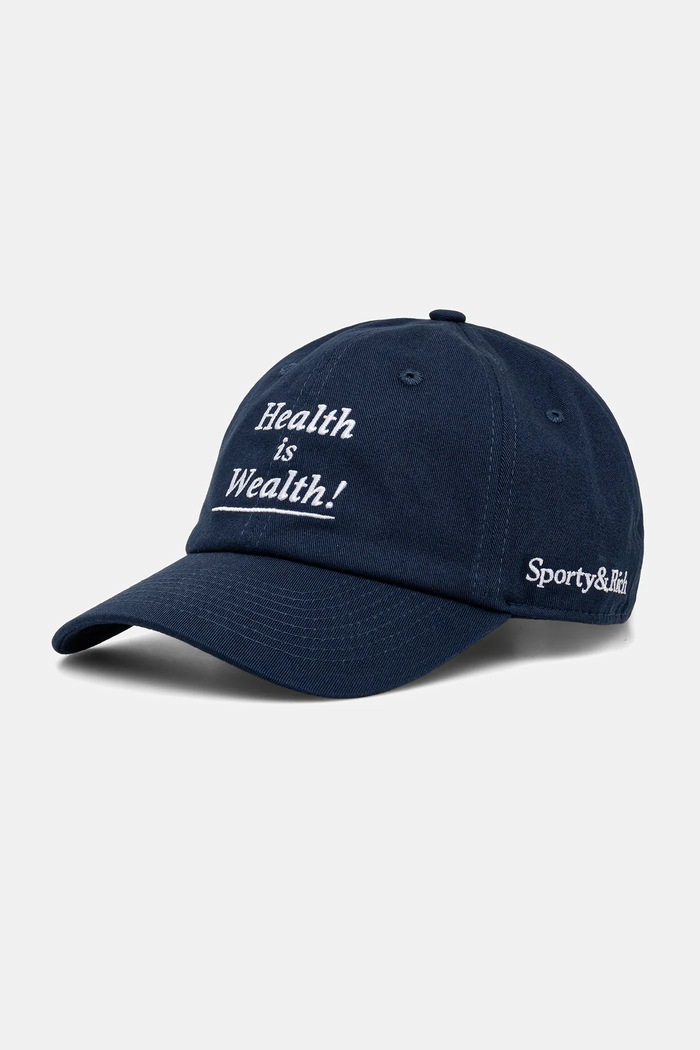 Pamučna kapa sa šiltom Sporty & Rich Health is Wealth natpis mornarsko plava AC07967006BL132