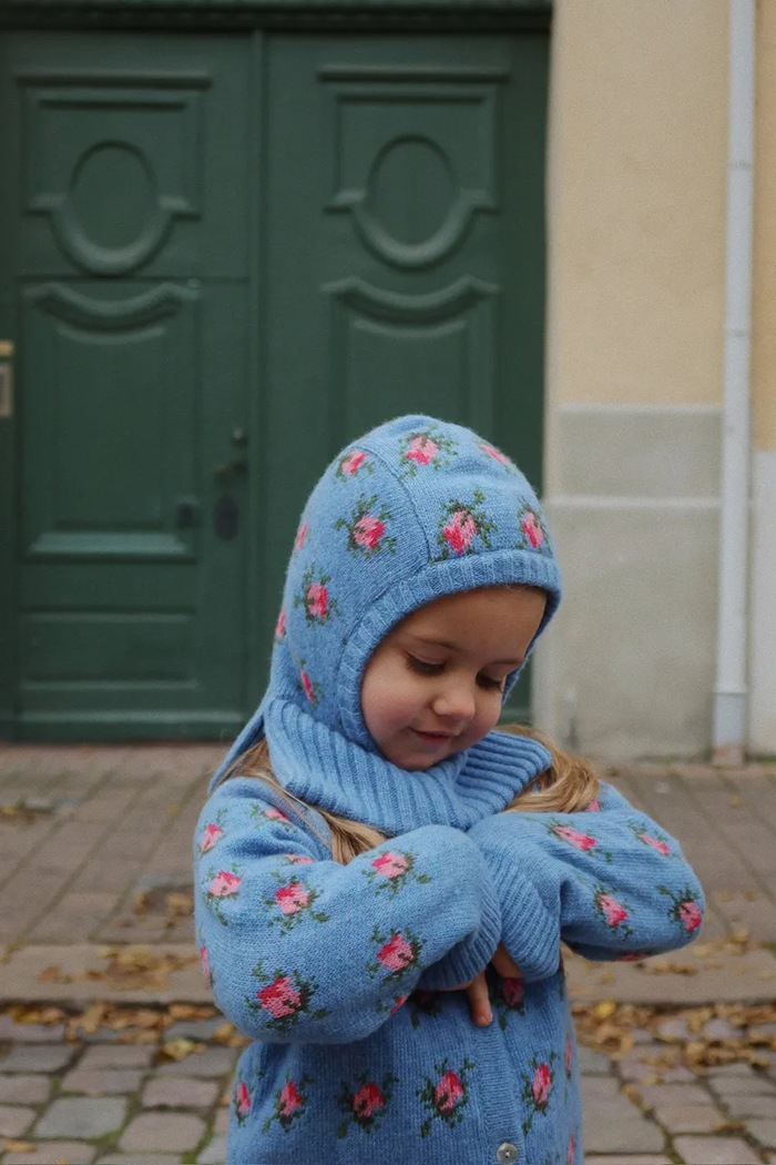 Kominiarka z dodatkiem wełny BELOU KNIT BALACLAVA Konges Sløjd KS103710.9BYA niebieski