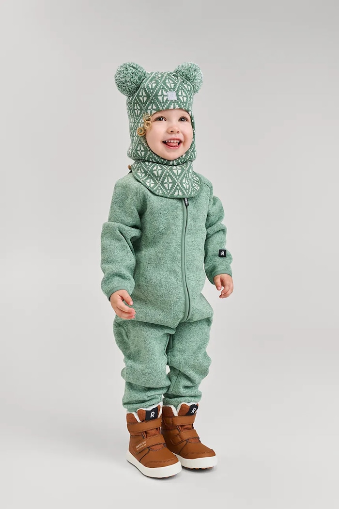 Reima fular circular din lână pentru copii Kuuraan cu modele verde 5300214B.9BYA