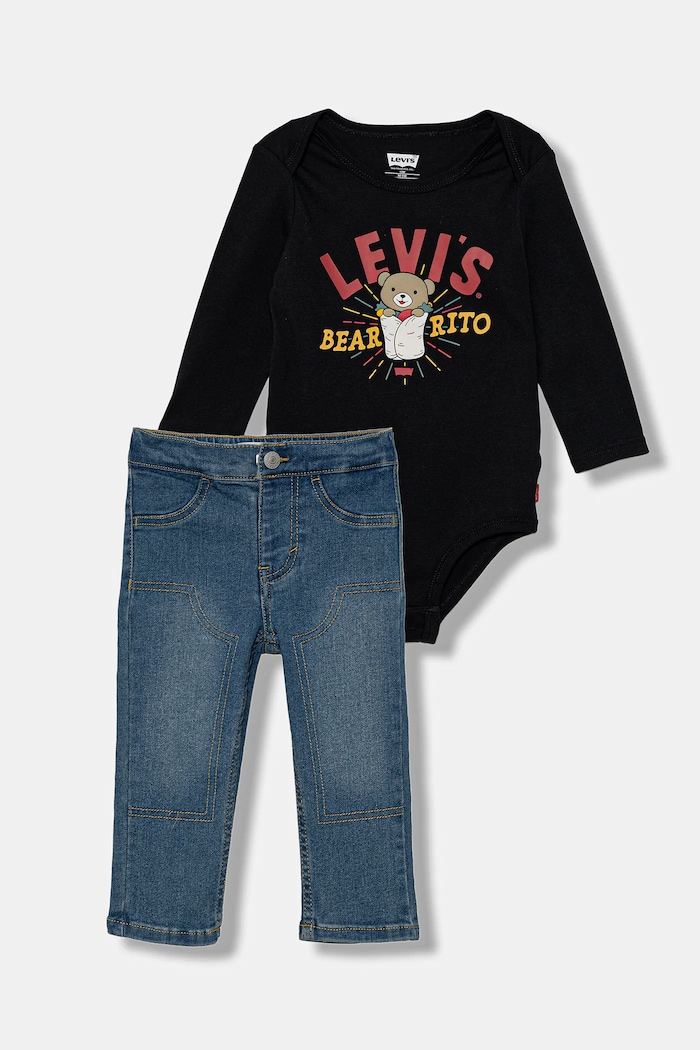 Levi's komplet niemowlęcy BEARRITO DENIM SET dzianina czarny 6EN866
