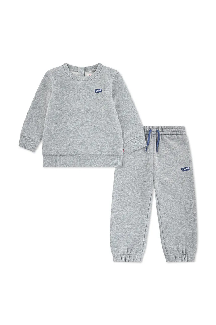 Levi's komplet dresowy niemowlęcy HOODIE & JOGGER SET dzianina szary 6EP012