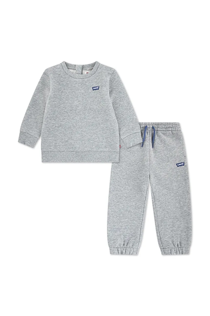 Levi's komplet dresowy niemowlęcy HOODIE & JOGGER SET dzianina szary 6EP012