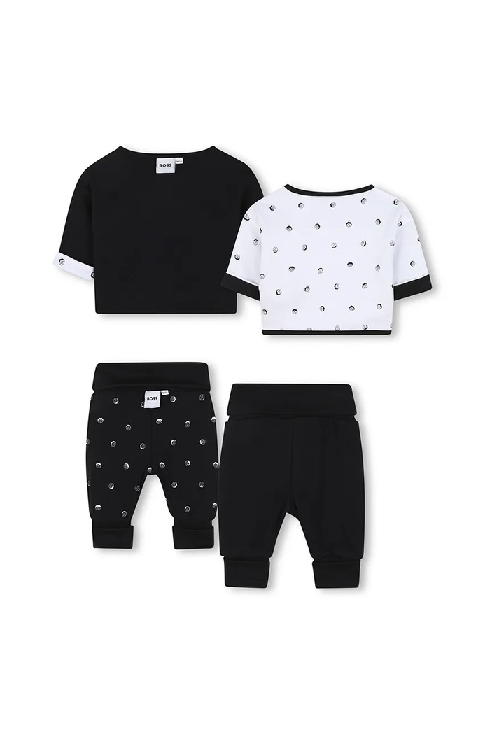 BOSS Set pentru bebeluși din bumbac cu două fețe J52491 negru AW25