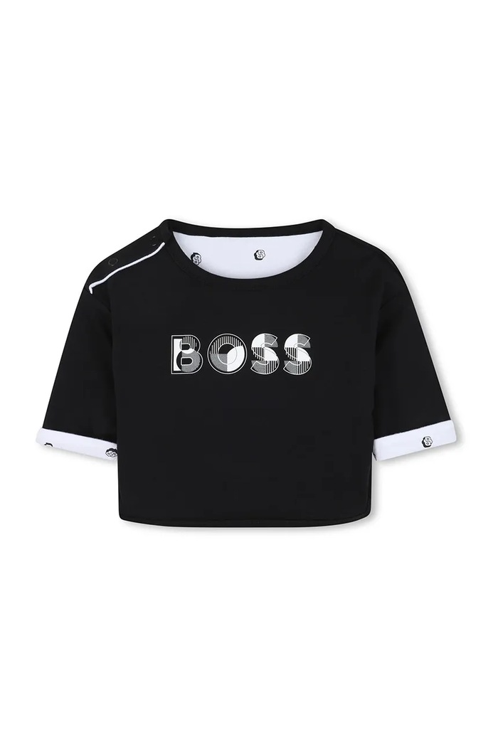 Set pentru bebeluși din bumbac cu două fețe BOSS negru J52491
