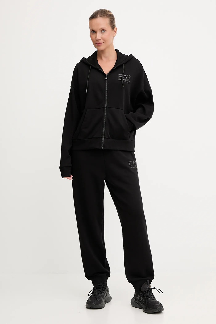 EA7 Emporio Armani melegítő szett aplikációval fekete AF12473.7W000420