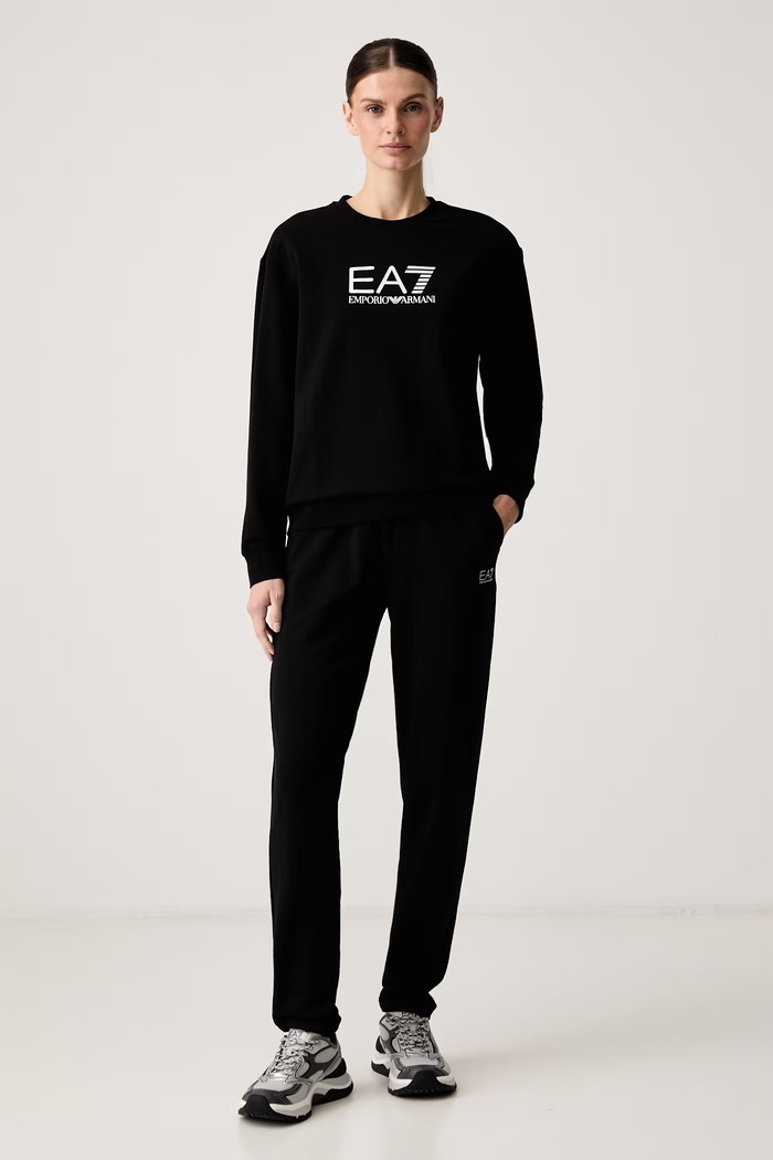 EA7 Emporio Armani спортен комплект анцуг дамски от памук с еластан черен AF13135.7W000115