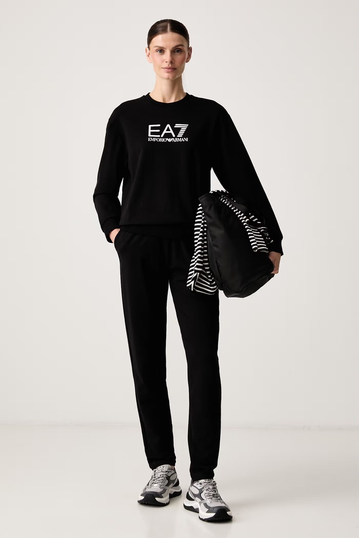 EA7 Emporio Armani спортен комплект анцуг дамски от памук с еластан черен AF13135.7W000115