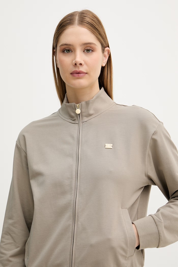 EA7 Emporio Armani compleu de trening pentru femei din bumbac cu elastan AF13135.7W000463 bej