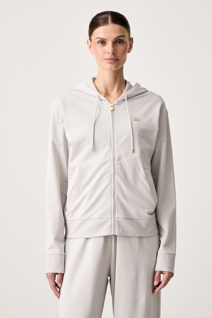 EA7 Emporio Armani спортен анцуг дамски от памук с еластан AF13135.7W000464 сив SS26