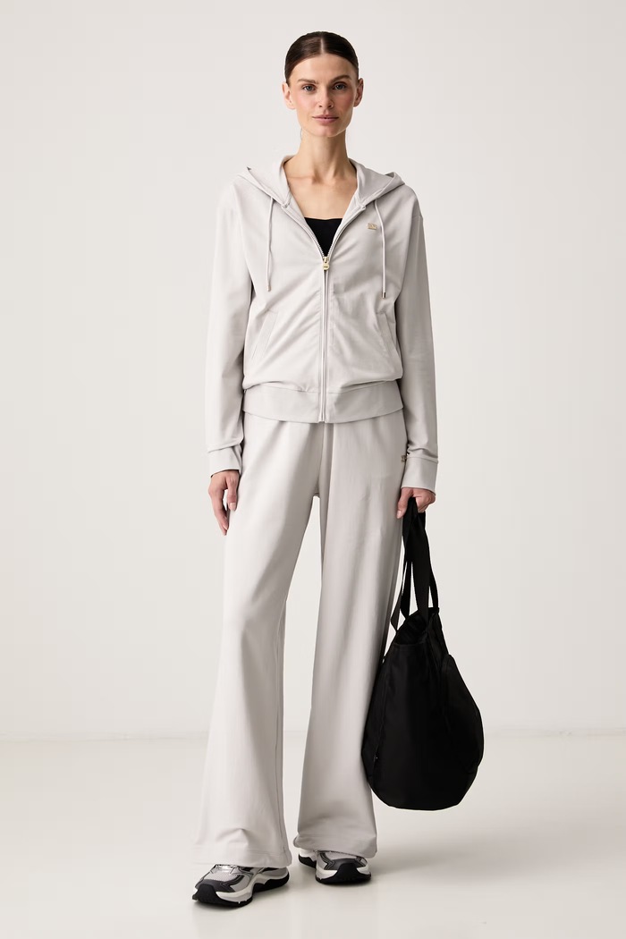 EA7 Emporio Armani спортен анцуг дамски от памук с еластан сив AF13135.7W000464