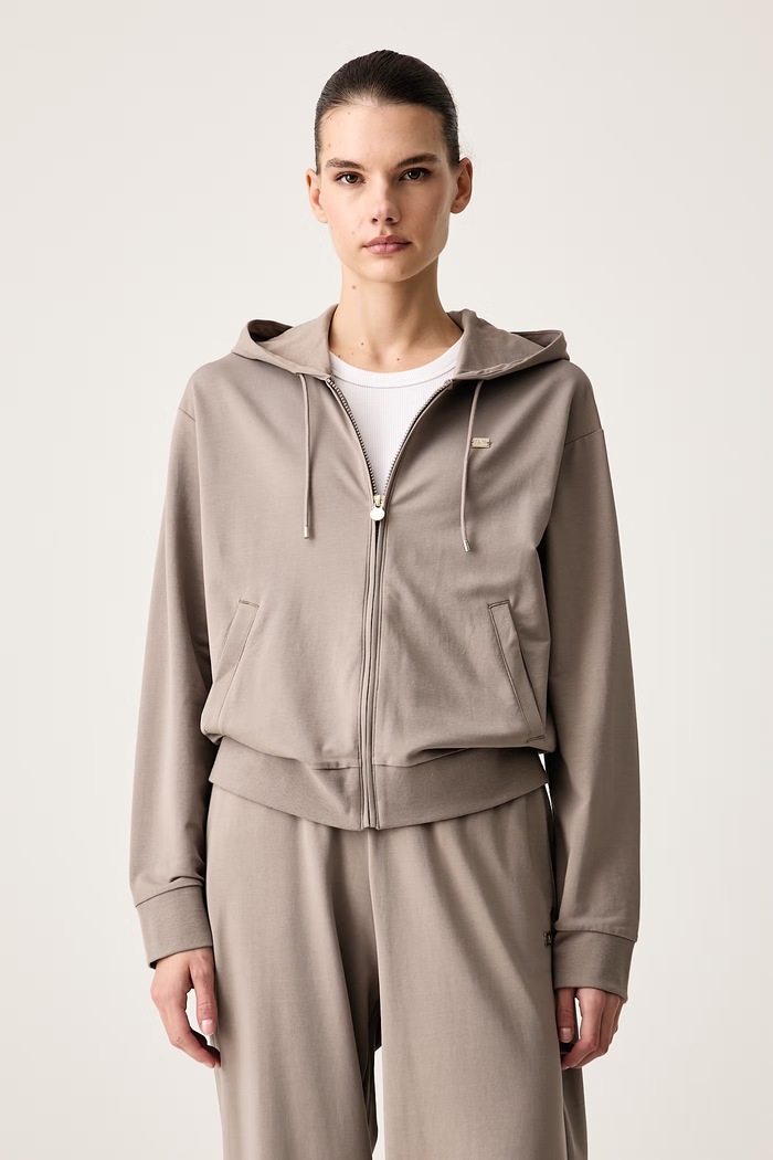Φόρμα γυναικεία βαμβακερή με ελαστάν EA7 Emporio Armani AF13135.7W000464 καφέ
