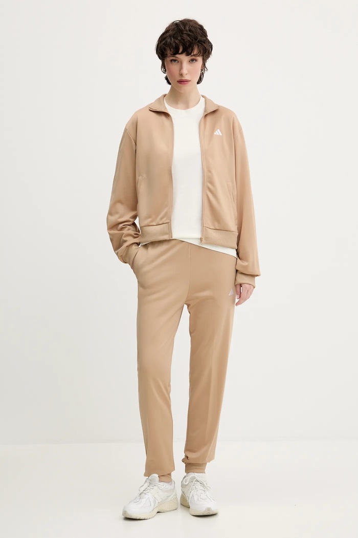 Φόρμα adidas Feelcozy πλεκτό ύφασμα μπεζ JX0514