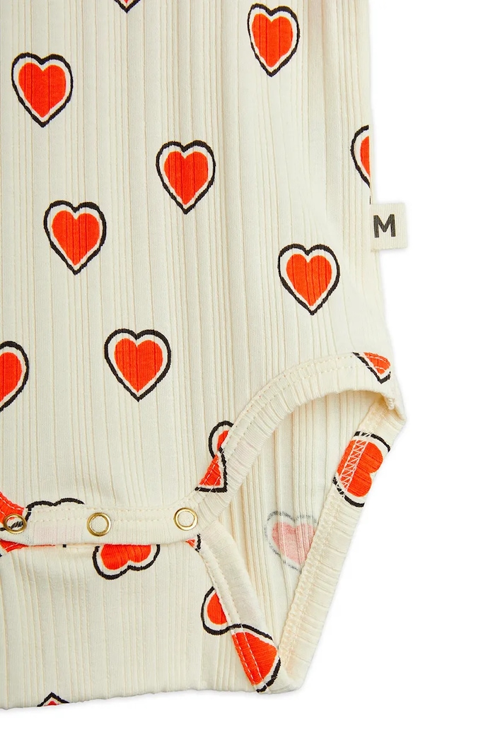Fete Mini Rodini Set de bumbac pentru bebeluși Outlined hearts 2564010111 bej