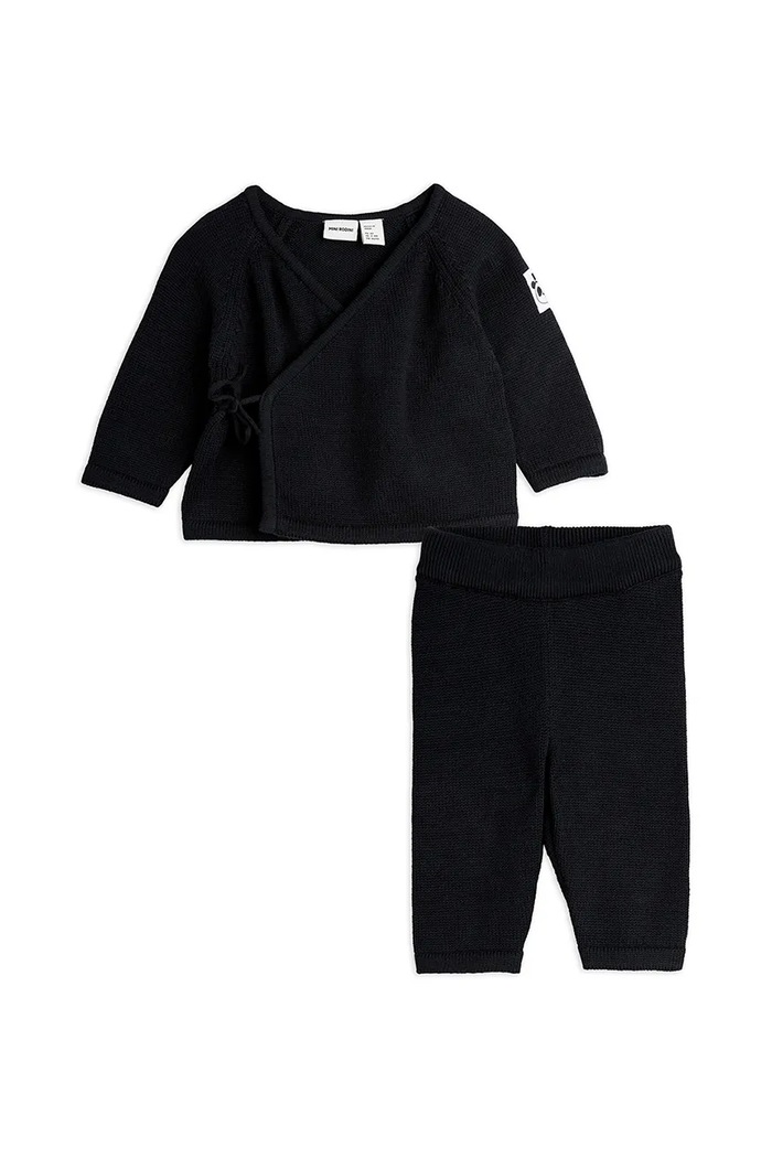 Dětská bavlněná souprava Mini Rodini Fine knit pletenina černá 2564011299