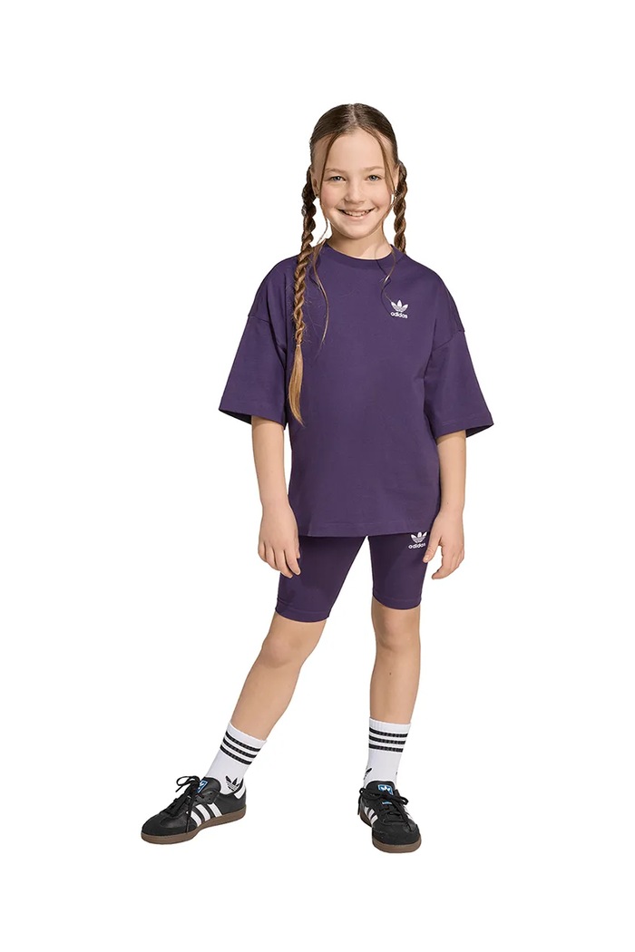 adidas Originals komplet bawełniany dziecięcy dzianina fioletowy JY4873