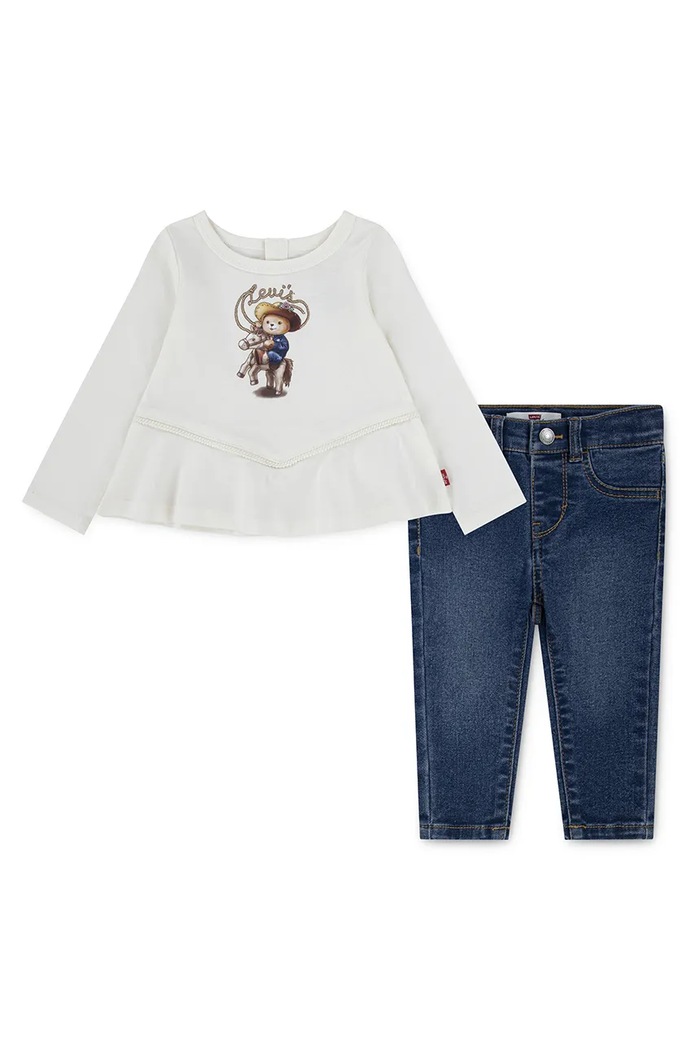 Levi's compleu bebe WESTERN PEPLUM TOP & JEAN 2-pack tricotaj bej 1EN473