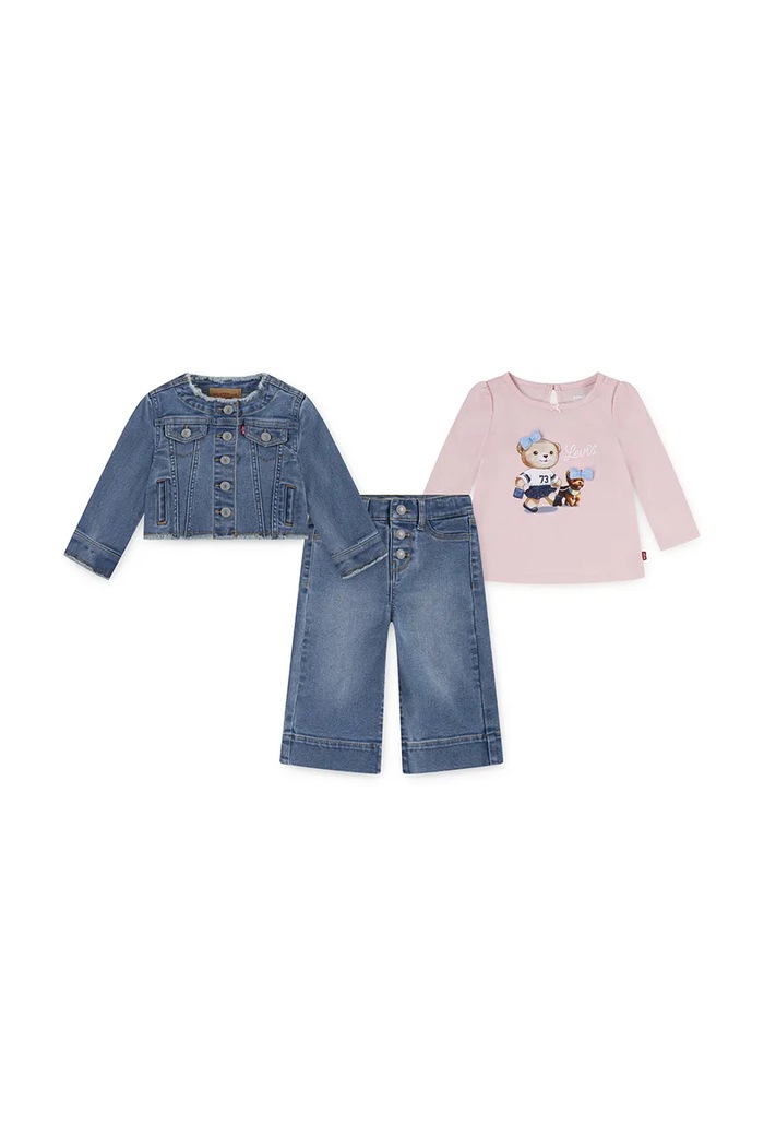 Levi's Compleu bebe JACKET TEE & WIDE JEAN SET albastru 1EN551