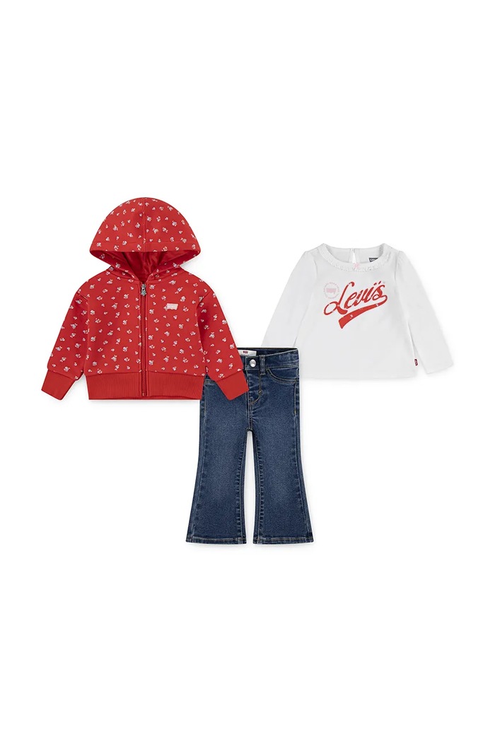 Levi's compleu bebe 3 PC FZ TEE & JEANS SET cu modele roz 1EP010