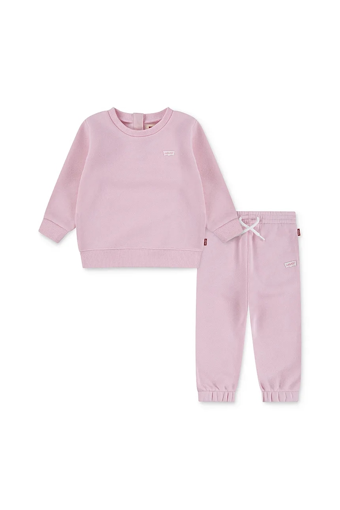 Levi's komplet dresowy niemowlęcy HOODIE & JOGGER SET dzianina różowy 6EP012.G
