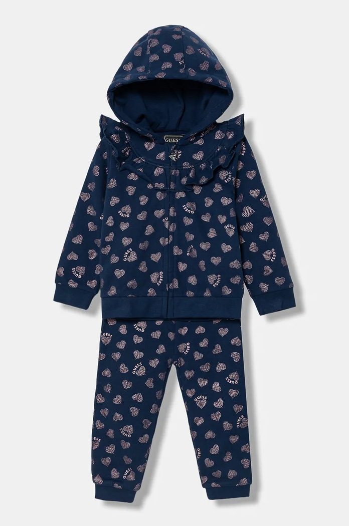 Guess dres niemowlęcy bawełniany 2-pack wzorzyste granatowy A5BG08.KAD74.9BYA