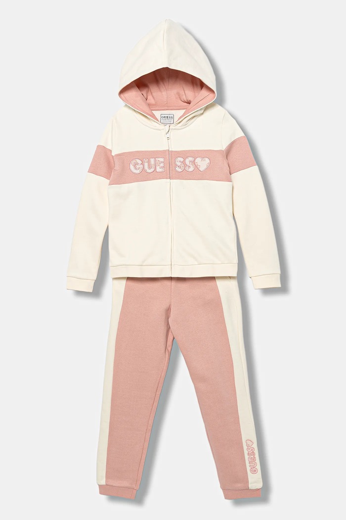 Guess dres bawełniany dziecięcy wzorzyste różowy K5BG04.KAV34.9BYA