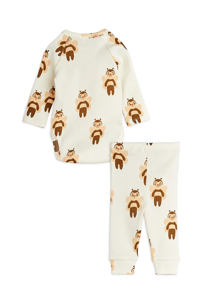 Pamučni komplet za bebe Mini Rodini Bees 2564010411 bež AW25