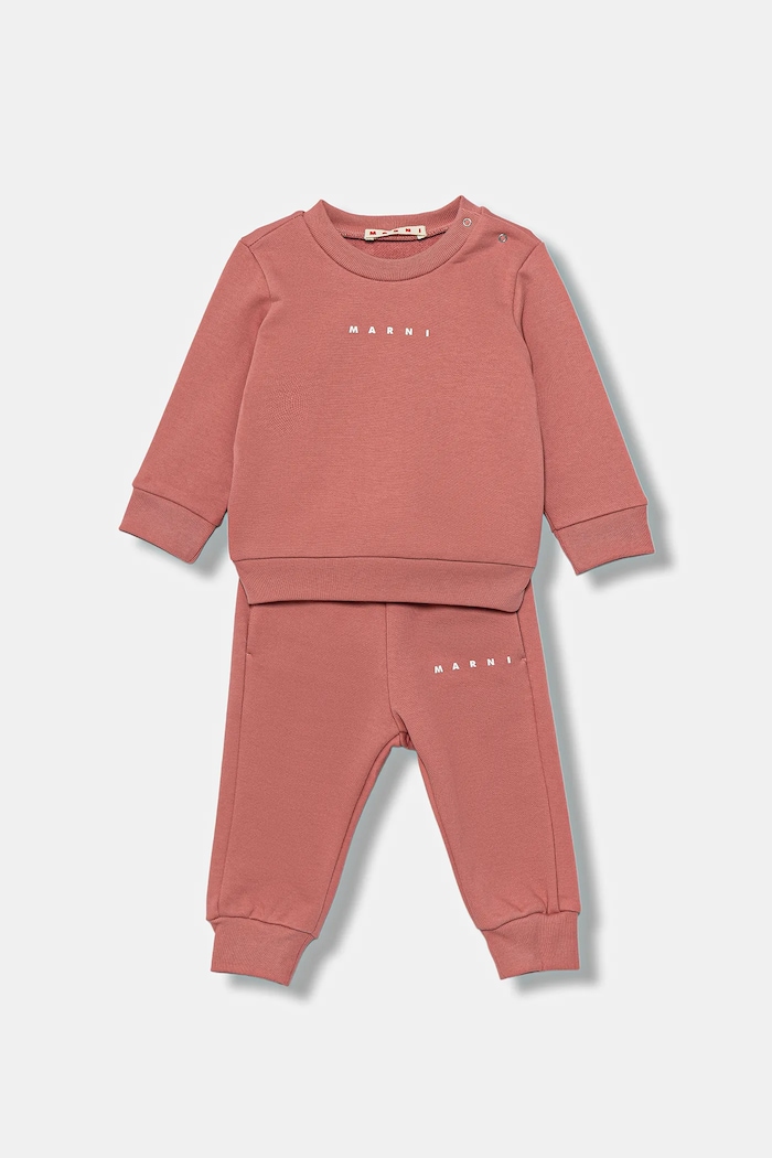 Marni dres bawełniany niemowlęcy MS1B-SET OVERALLS 2-pack bawełna różowy M01607