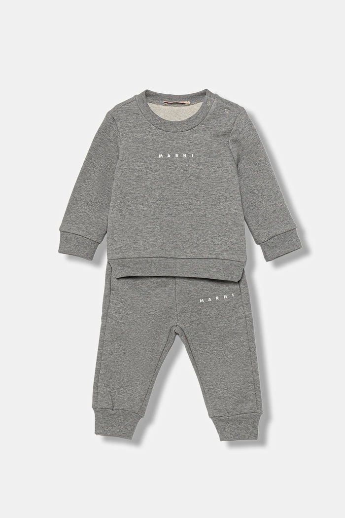 Marni dres bawełniany niemowlęcy MS1B-SET OVERALLS 2-pack bawełna szary M01607