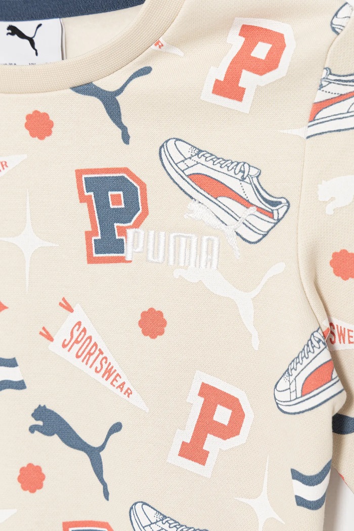Puma dres dziecięcy MINICATS AOP Crew Set FL INF 689731 beżowy