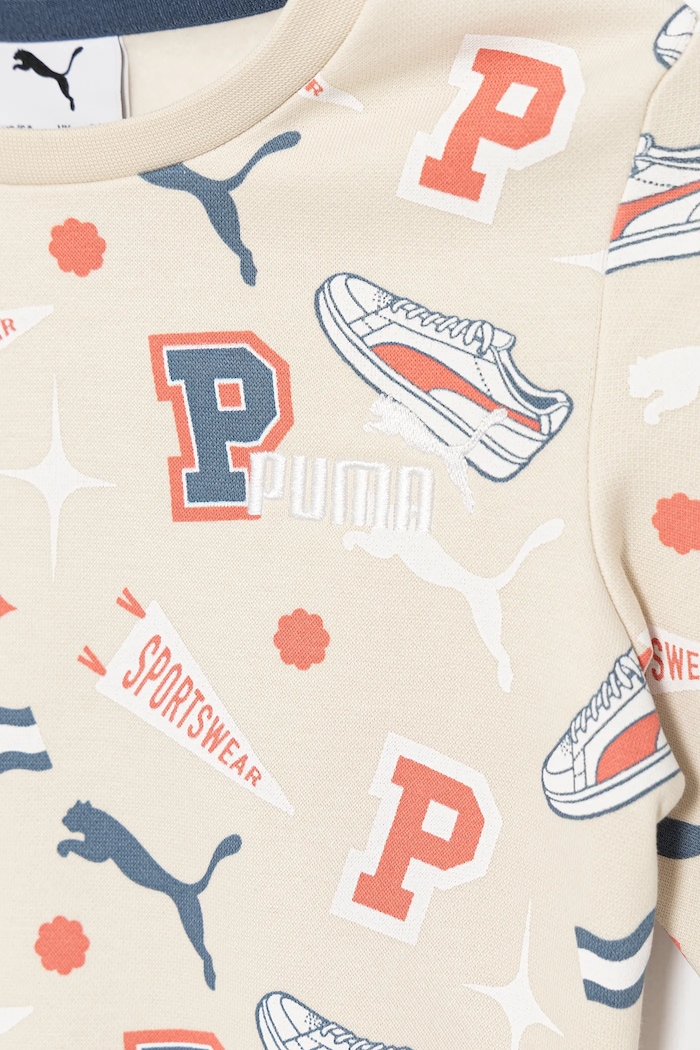 Puma dres dziecięcy MINICATS AOP Crew Set FL INF 689731 beżowy