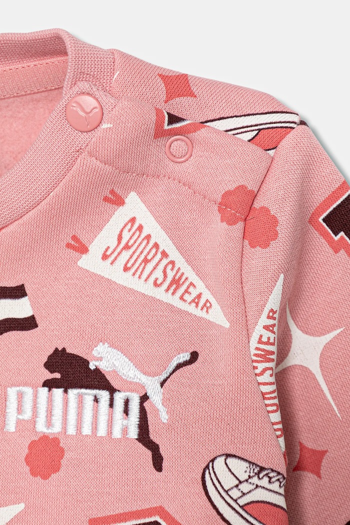 Chłopiec Puma dres dziecięcy MINICATS AOP Crew Set FL INF 689731 różowy