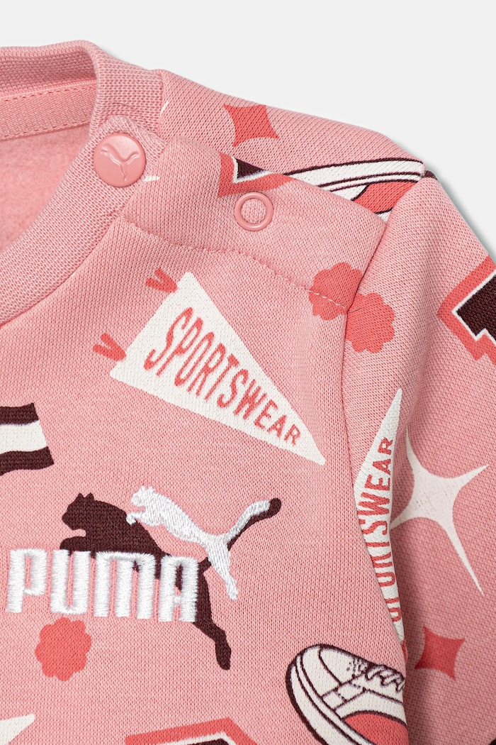 Chłopiec Puma dres dziecięcy MINICATS AOP Crew Set FL INF 689731 różowy