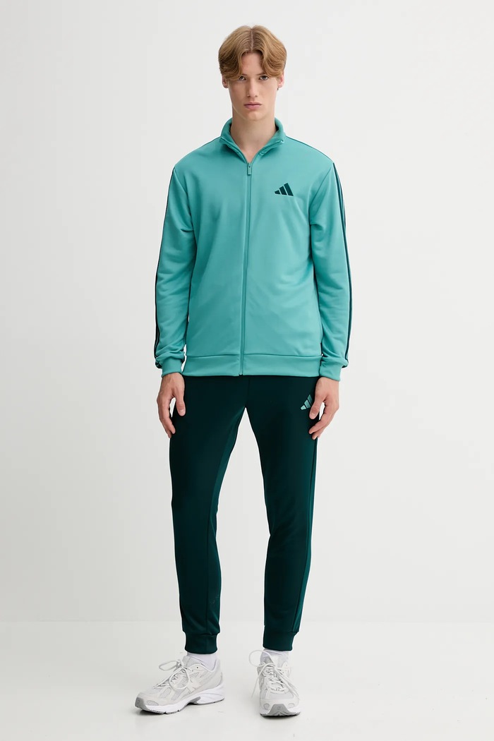 Tepláková souprava adidas 3-Sripes pletenina tyrkysová JX5518